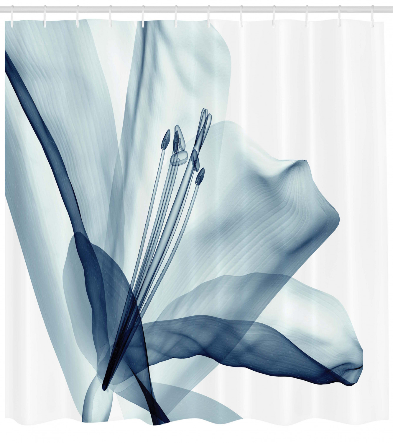 Xray Flower Decor Shower Curtain Set, A Close Look To An Elegant Flower