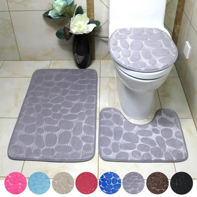 LSLJS Bathroom Rugs Sets 3 Piece Bathroom Carpet, Super Soft Non Slip Bathtub Carpet and Absorbent Bath Mat, Bathroom Carpet, Plush Bath Mat for Bathroom