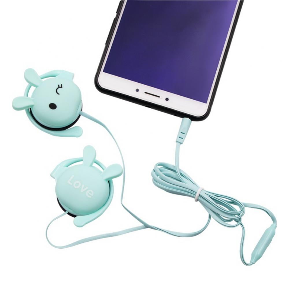 Cute Cartoon Earphones Animal Rabbit Wired Earbuds HandsFree EarHook
