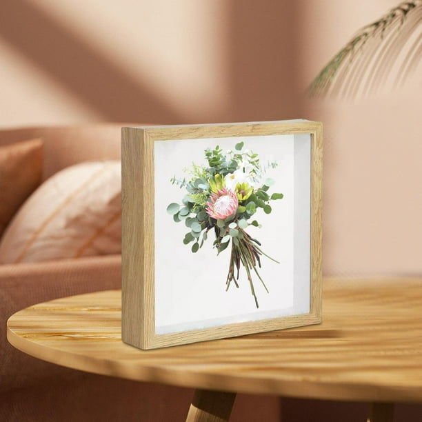 Marco de fotos BLESIY para decoración de mesa de flores secas caja de sombra 8x8 color madera