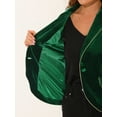 thumbnail image 5 of INSPIRE CHIC Women's Office One Button Notched Lapel Long Sleeves Velvet Blazer S Dark Green, 5 of 6