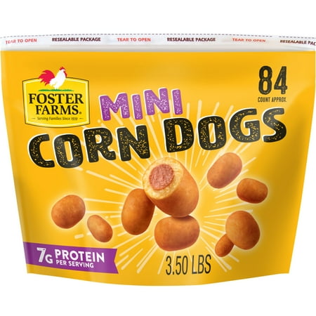 Foster Farms Honey Crunchy Mini Corn Dogs, 56 oz, 84 Count Bag (Frozen)