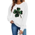 thumbnail image 6 of St Patricks Day Sweatshirt for Women Green Shamrock Printed Shirts Casual Long Sleeve Crew Neck Pullover Tops (XL, White), 6 of 6