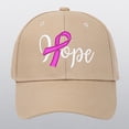 thumbnail image 1 of Unisex Breast Cancer Awareness Hope Letter Embroidery Duck Tongue Cap Casual Curved Brim Hat Khaki, 1 of 3