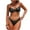 Black, variant on KIHOUT Women's Split Bikini Swimsuit Solid Color Halter Top Hardware Accent High-Cut Bottom Removable Padded No Underwire for Beach Pool Summer