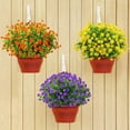 thumbnail image 2 of 12 Bundles Artificial Flowers Fake Boxwood Shrubs UV Resistant No Fade Faux Greenery Faux Plastic Lotus for Home Garden Hanging Planter Indoor Porch Patio Office Wedding Decoration (Orange Red), 2 of 7