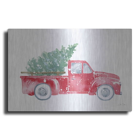 Luxe Metal Art 'Christmas Truck' by Katrina Pete, Metal Wall Art, 24"x16"