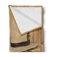 thumbnail image 2 of Western Soft Flannel Fleece Throw Blanket, Arizona Texas Style Cowboy Boots Hat on Wood Rustic Farmland Illustration, Cozy Plush for Indoor and Outdoor Use, 60" x 80", Brown and Cream, by Ambesonne, 2 of 5