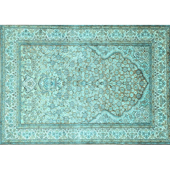 Ahgly Company Indoor Rectangle Persian Light Blue Traditional Area Rugs, 2' x 5'