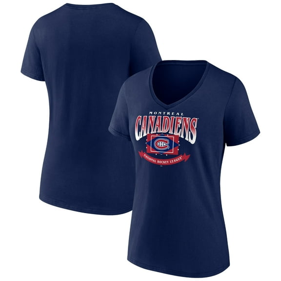 Women's Navy Montreal Canadiens Slapshot V-Neck T-Shirt