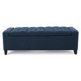 thumbnail image 2 of Benjara Storage Ottoman Bench, 51 Inch, Deep Button Tufted Dark Blue Fabric, 2 of 5