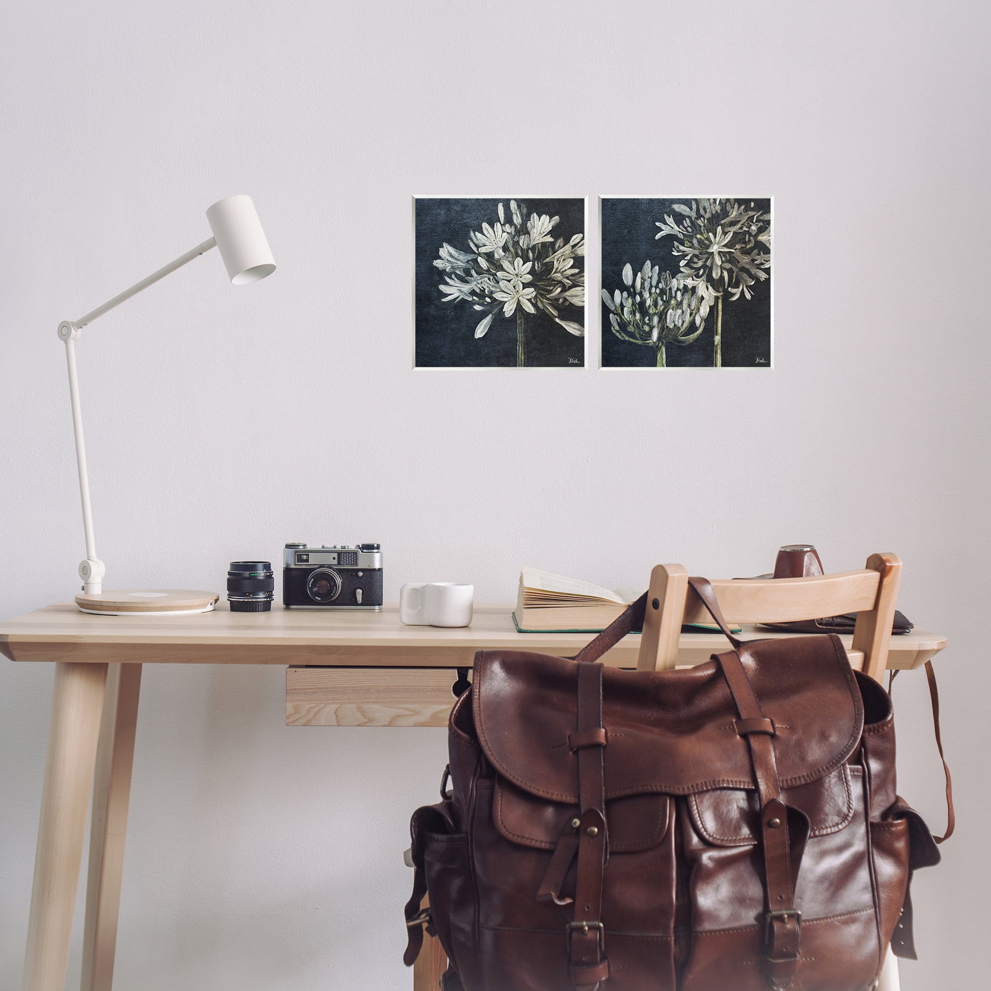 Stupell Industries Blossoming Flower Stem Plants & Flowers Painting Unframed Art Print Wall Art, 12 x 12, Set of 2