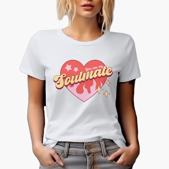 You Are My Soulmate, Retro Valentine's Day Art Merch Gift, White T-Shirt, Small