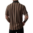 thumbnail image 3 of FRSASU Men's Summer Striped Shirts Casual Button Down Textured Short Sleeve Collared Vintage Beach Shirts Brown, 3 of 7