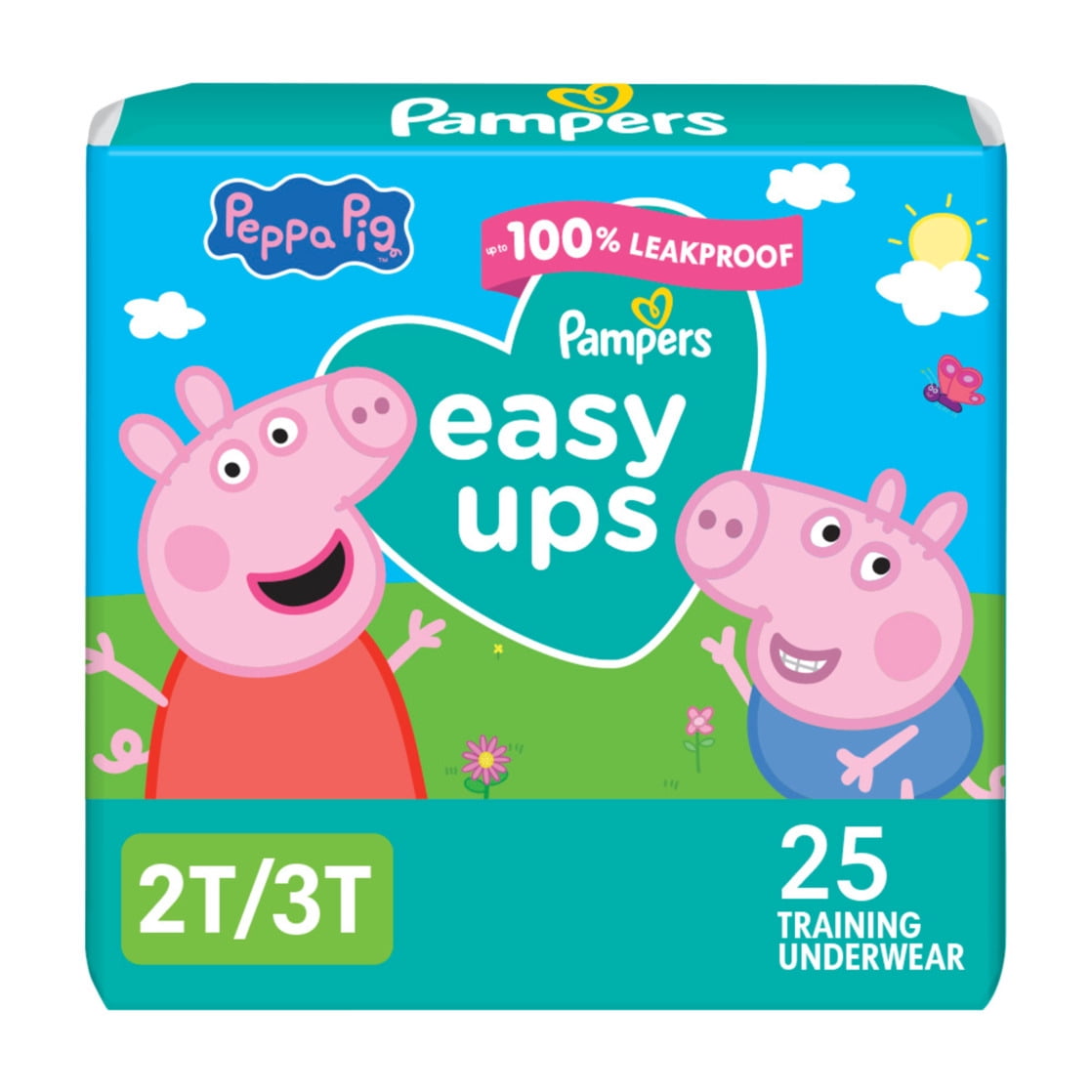 (4 pack) Pampers Easy Ups Peppa Potty Training Pants Girls Size 2T-3T, 25 Count (Select for More Options)