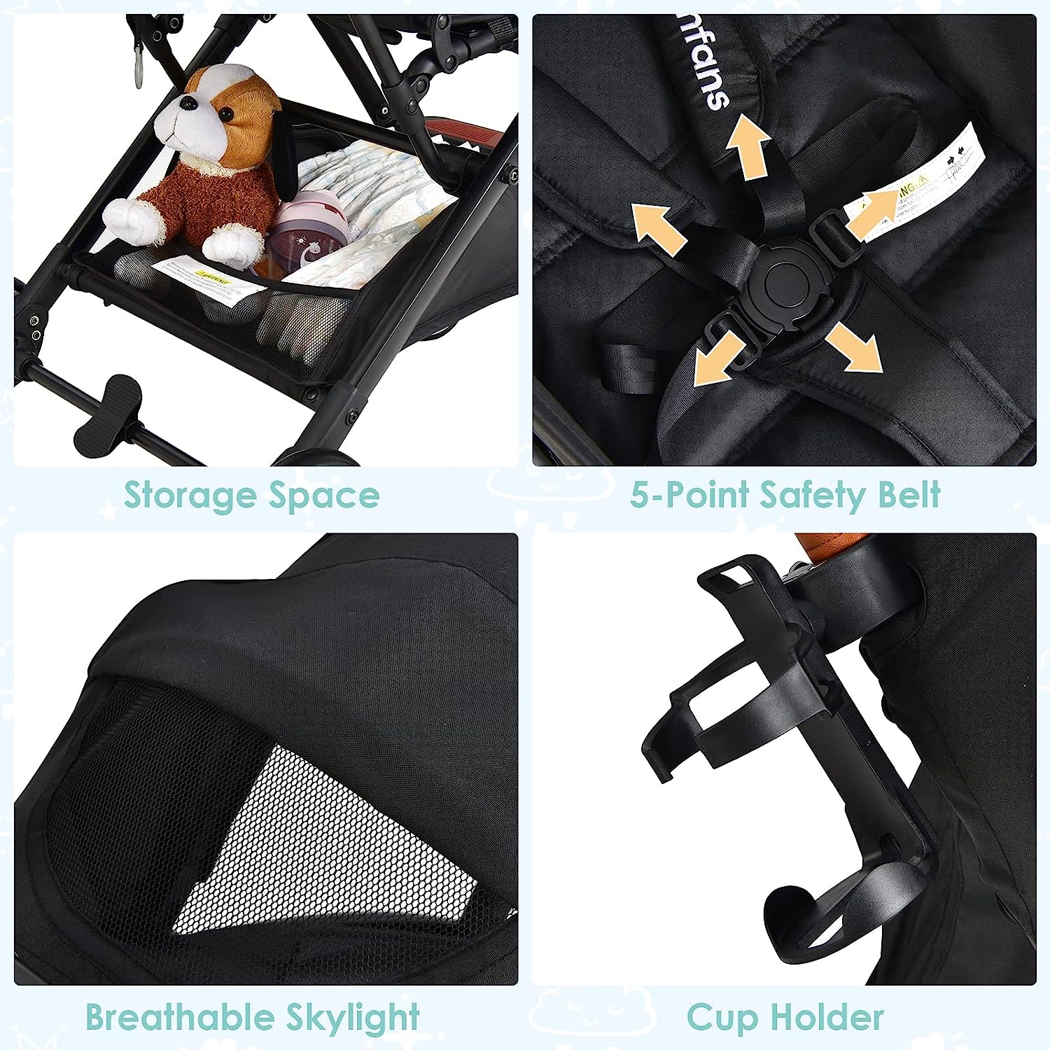 Infans Lightweight Travel Stroller with One-Hand Fold photo 6