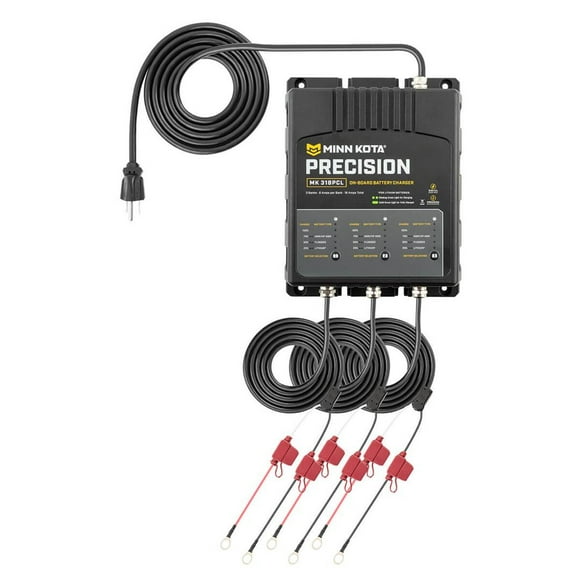 Minn Kota Battery Charger 1833181 MK 318 PCL; On-Board; 3-Bank Charger; On-Shore AC; 6 Amp Charging Current Per Bank; Waterproof; 270 Watt; 10-12 Hours Charging Time