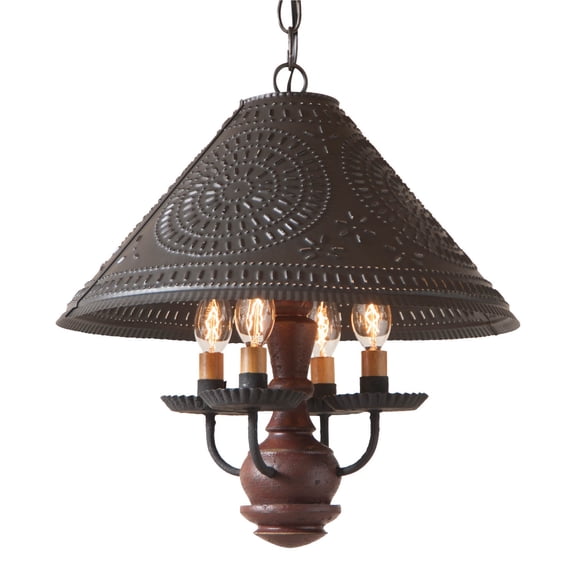 Irvins Country Tinware Wood Homespun Shade Light in Plantation Red