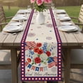 thumbnail image 4 of 250th Anniversary Floral Table Runner 108 Inches, Red Blue Stars 4th of July Rustic Bed Runner Dresser Scarves Tabletop for Indoor Outdoor Parties/Ceremony/Banquet, 13"x 108", 4 of 9