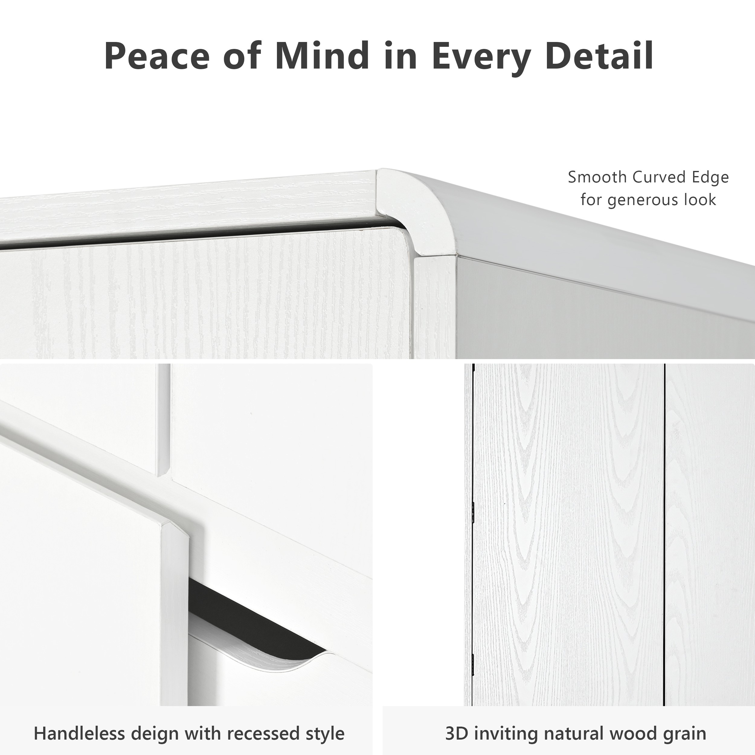 72" Tall Farmhouse Kitchen Pantry Cabinet with 8 Door Shelves, Curved Design Storage Cabinet with 3 Adjustable Shelves, Hidden Drawer, Versatile Cupboard for Kitchen, Dining & Bathroom, White