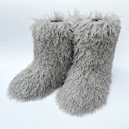 

ZBCHLS Women s Faux fur Boot Furry Fluffy Short Snow Boot Mid-Calf Boots Warm Comfortable Outdoor Flat Shoes Cozy Furry Fuzzy Snow Boots
