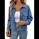 thumbnail image 1 of Chaquetas Informales de para Mujer, Chaquetas con Botones, Blusas de Larga de Moda para Otoño. Azul L, 1 of 7