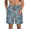 thumbnail image 2 of Uemuo Underwater Animals and Flowers Pattern Men's Swim Trunks Hawaiian Beach Bathing Suit Swimsuits Beach Quick-Dry Shorts with Pockets-, 2 of 9