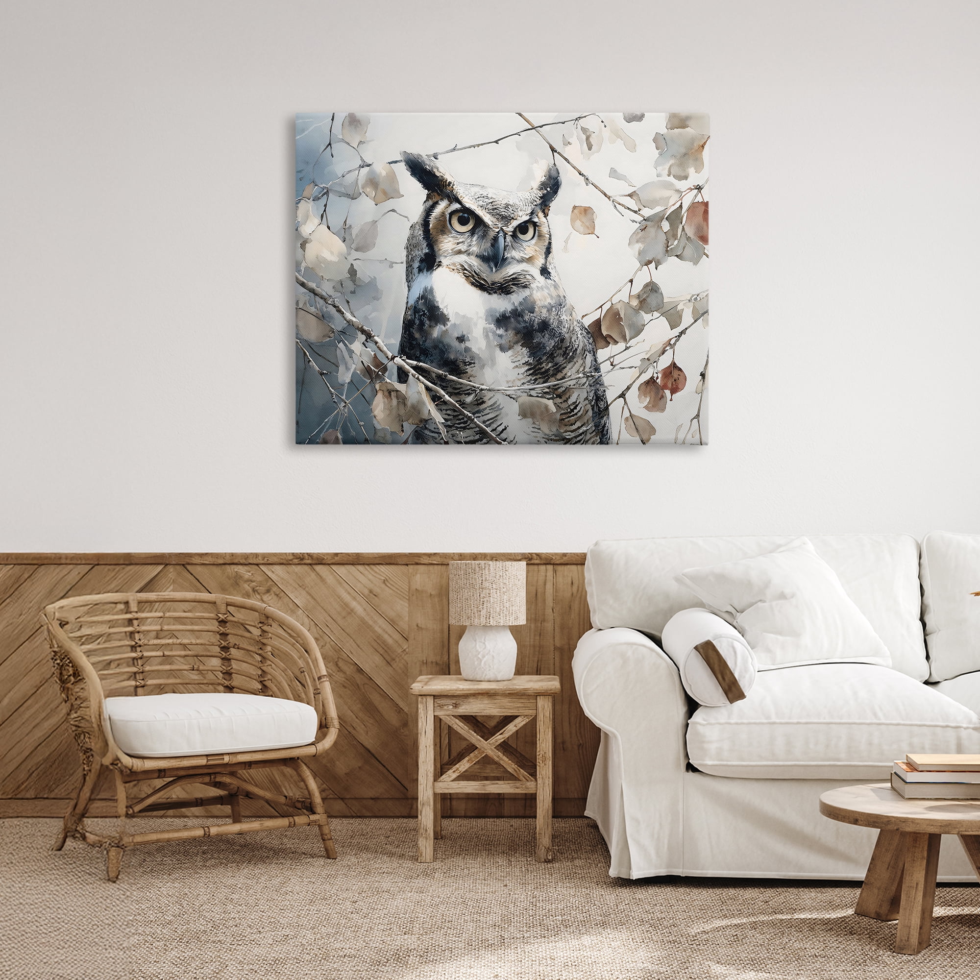 Stupell Industries Horned Owl Perched Canvas Wall Art, design by Franklyn Gregory