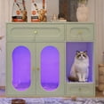 thumbnail image 2 of S-HOME Cat Litter Box Enclosure With LED Light, Hidden Pet House Furniture With Storage Drawers, Indoor Style for Living Room, 2 of 9