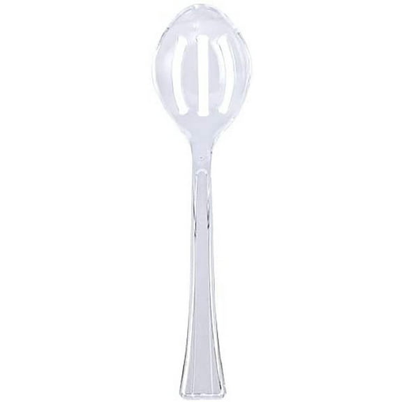 Clear Heavyweight Plastic Slotted Salad Serving Spoon 12":1CT