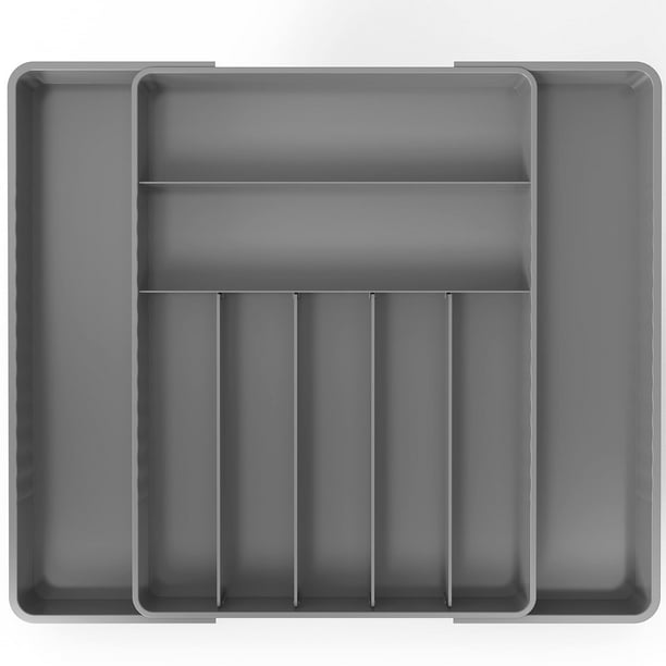 SimpleHouseware Expandable Kitchen Drawer Flatware Organizer, Grey