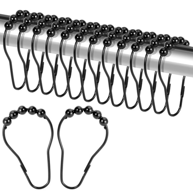 Anillos Para Cortina De Ducha, Ganchos Para Cortina De Ducha, Clips De Anillo De Bloqueo Seguro A Prueba De Óxido Para Colgar La Cortina Del Baño (Forma De Pera Negra)