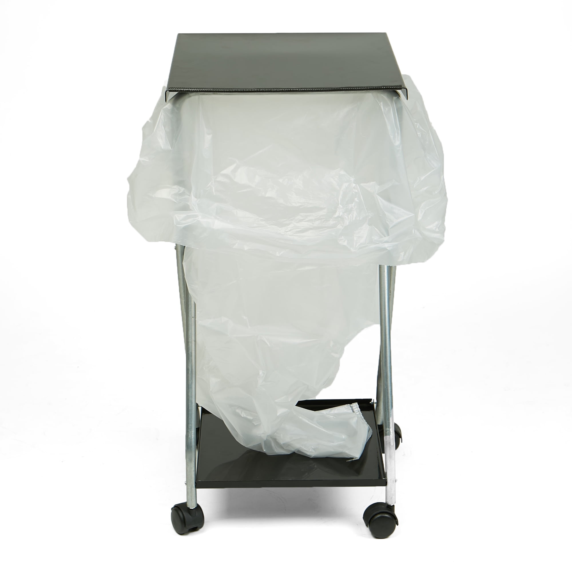 Mind Reader Single Trash Bag Holder with Closeable Lid, Silver