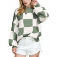 thumbnail image 3 of Women'S Fall Fashion Crew Neck Long Sleeve Lattice Ribbed Knit Loose Pullover Sweater Tops Light Green M, 3 of 9