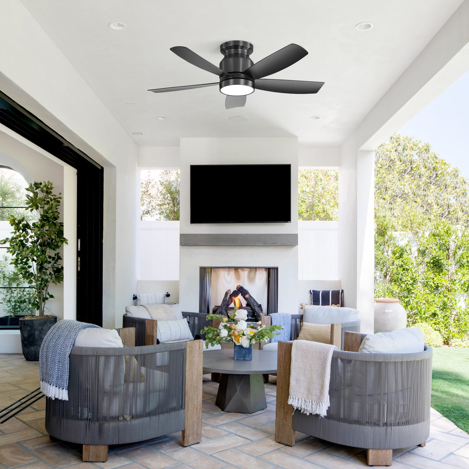Sofucor 42'' Ceiling Fans with Lights and Remote for Bedroom Black