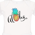 thumbnail image 4 of Inktastic Aloha- in cursive with pineapple rainbow colors Boys or Girls Long Sleeve Baby Bodysuit, 4 of 5