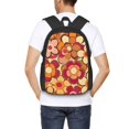 thumbnail image 6 of Large Capacity Backpack 16.5×12.5×5.5in Widened Shoulder Strap Design Main Bag Large Top Handle Belt Adjustable Shoulder Strap Retro Groovy Flowers Pattern (13), 6 of 8
