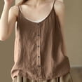 thumbnail image 2 of MIXUE Tank Top for Women Summer Solid Color Linen Button Down Vintage Camisole Vest Sportwear,Brown,XXXL, 2 of 6