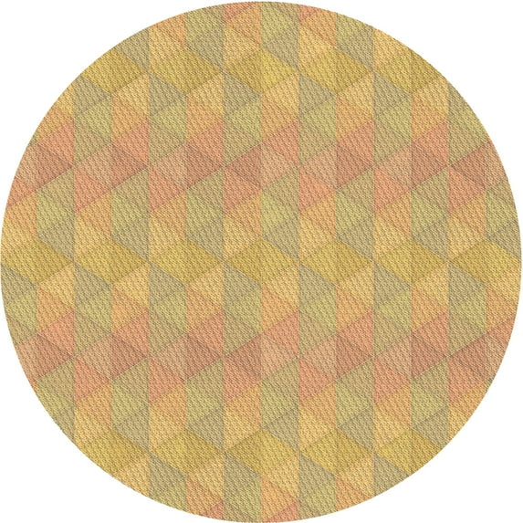 Ahgly Company Machine Washable Indoor Round Transitional Saffron Yellow Area Rugs, 3' Round