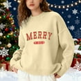 thumbnail image 2 of Fiaer Merry Christmas Women's Sweater Lined Warm Knitted Pullover Oversized Thermal Long Sleeve Loose Fit Crew Neck Warm Xmas Tops Beige M, 2 of 5