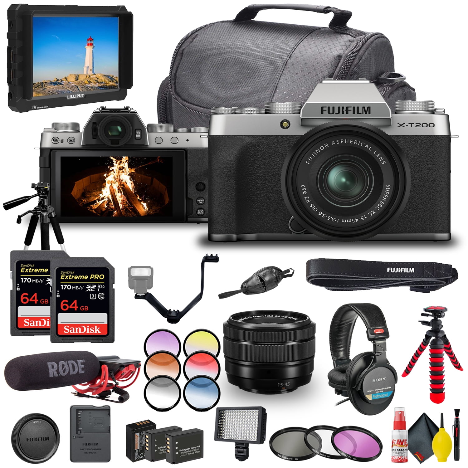 FUJIFILM XT200 Mirrorless Digital Camera with 1545mm Lens (Silver