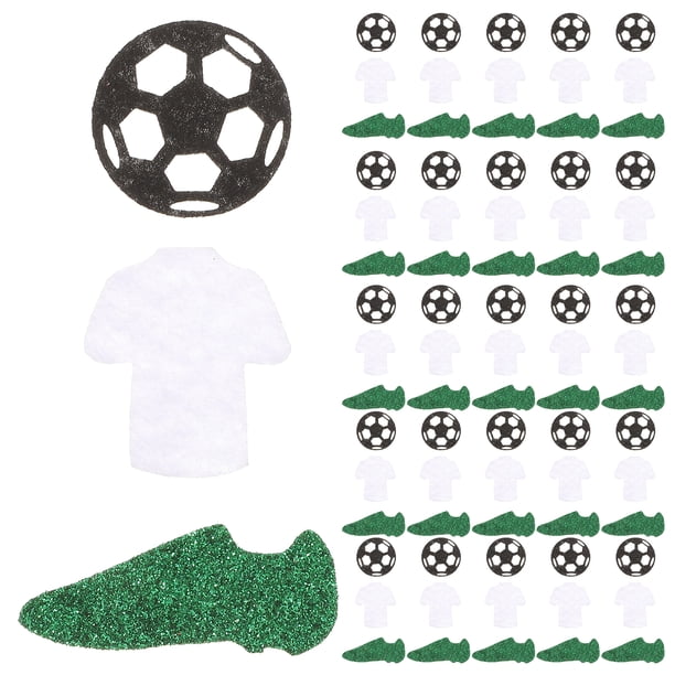 FELTECHELECTR 50 piezas de decoración para fiesta de fútbol, camiseta de fútbol, zapatos deportivos, lentejuelas, adornos brillantes