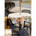 thumbnail image 4 of Outdoor Tablecloth with Umbrella Hole and Zipper, Green Orange Fall Square Table Cloth 60x60 Inch Waterproof Tablecloth, Pumpkins Botanical Thanksgiving Retro Picnic Table Cover for Patio Camping, 4 of 7