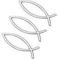 thumbnail image 1 of 3PCS Fish Shape Car Sticker Silver Plastic Jesus Fish Decal Sticker 5.5x1.8x0.23inch Plastic 3D Fish Car Decal Emblem for Car Motorcycle Trucks Walls Windows, 1 of 7