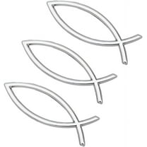 3PCS Fish Shape Car Sticker Silver ABS Plastic Jesus Fish Decal Sticker 5.5x1.8x0.23inch Plastic 3D Fish Car Decal Emblem for Car Motorcycle Trucks Walls Windows