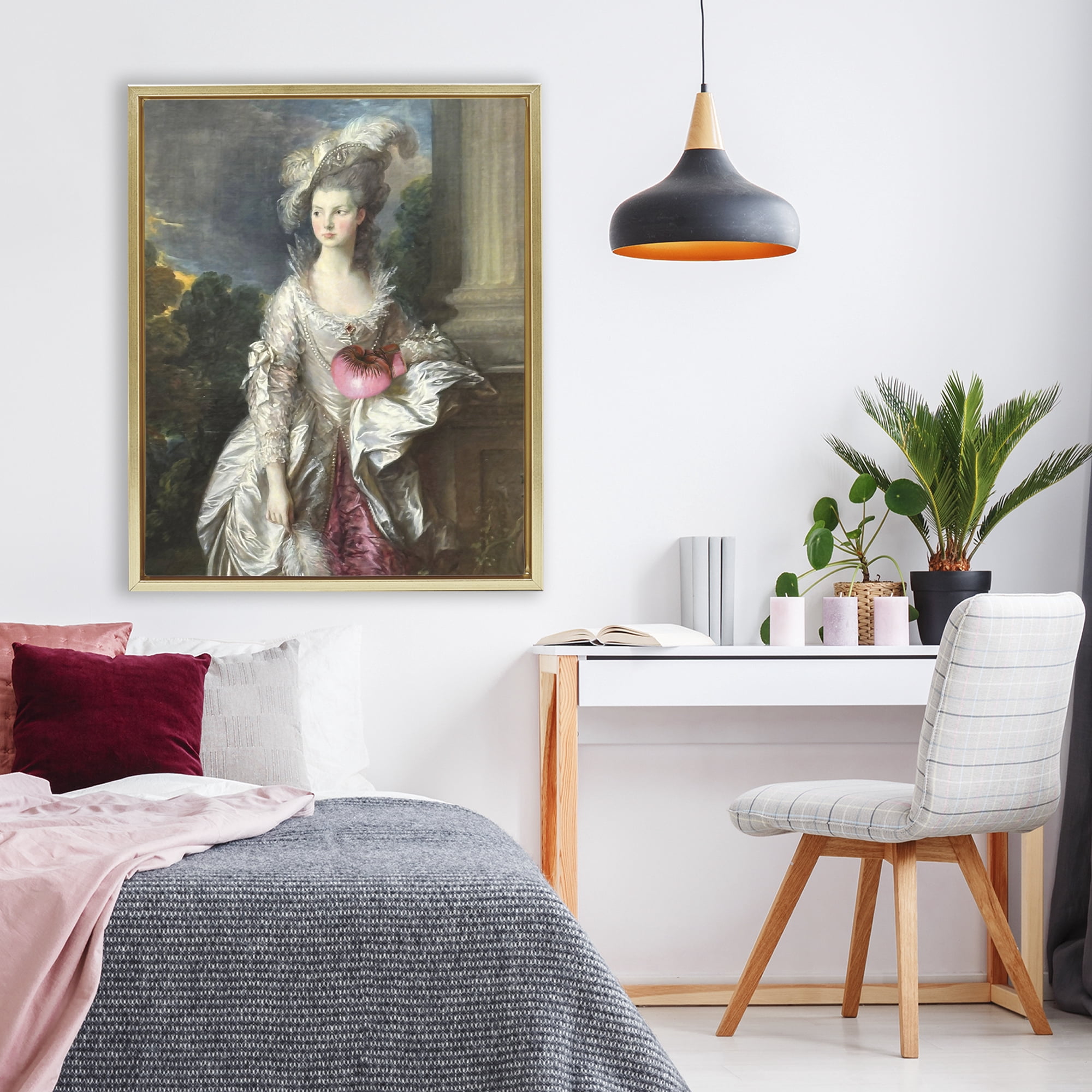 Stupell Industries Historical Lady with Boxing Glove Gold Framed Floater Canvas Wall Art, design by Grotto Studios