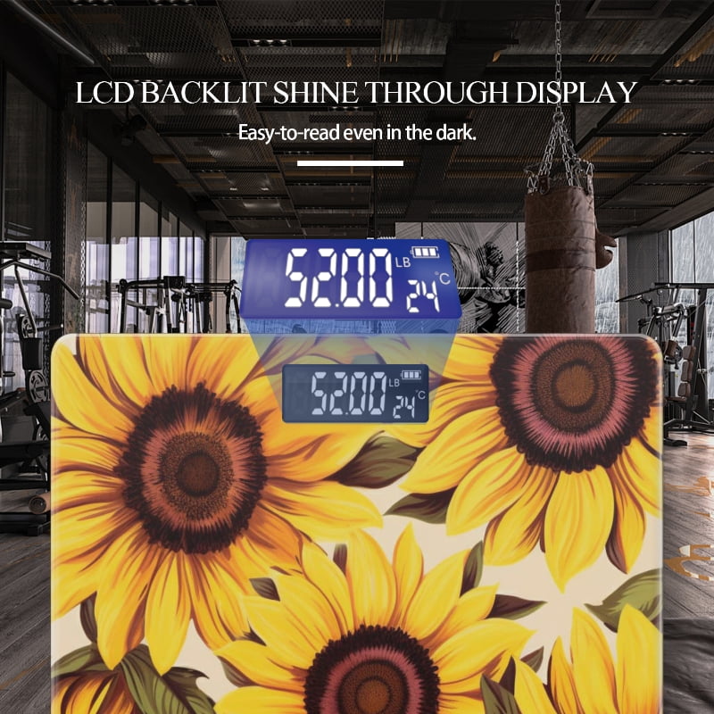 High Precision Body Weight Scale Smart Bathroom Scales with Large LCD Display(400lbs),Decorative for Bedroom-Sunflowers With Vibrant Yellow Petals Radiating Warmth And Joy