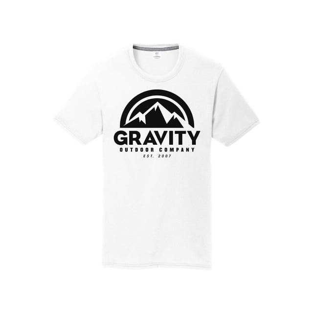 Gravity Outdoor Co. T-Shirt de Performance pour Jeunes - Logo Noir - Blanc - Très Petit