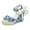 Blue, variant on Lovskoo 2024 Women's Boho Wedge Sandals Open Toe Ankle Strap Summer Platform Bow Lace-Up Beach Sandals Black
