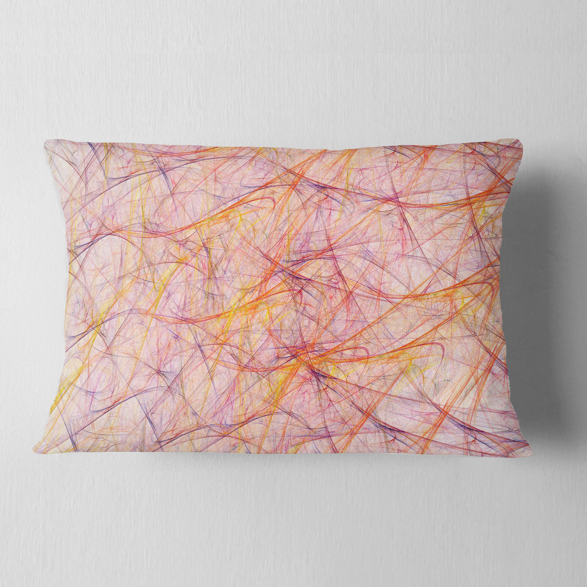 Designart Mystic Pink Fractal Veins - Abstract Throw Pillow - 12x20
